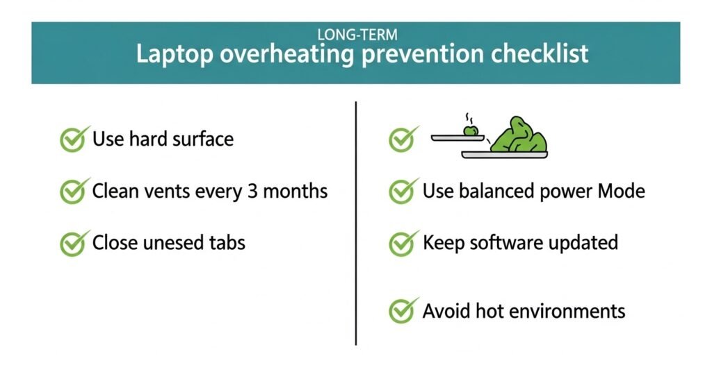 Laptop overheating prevention checklist , six long-term habits to keep your laptop cool