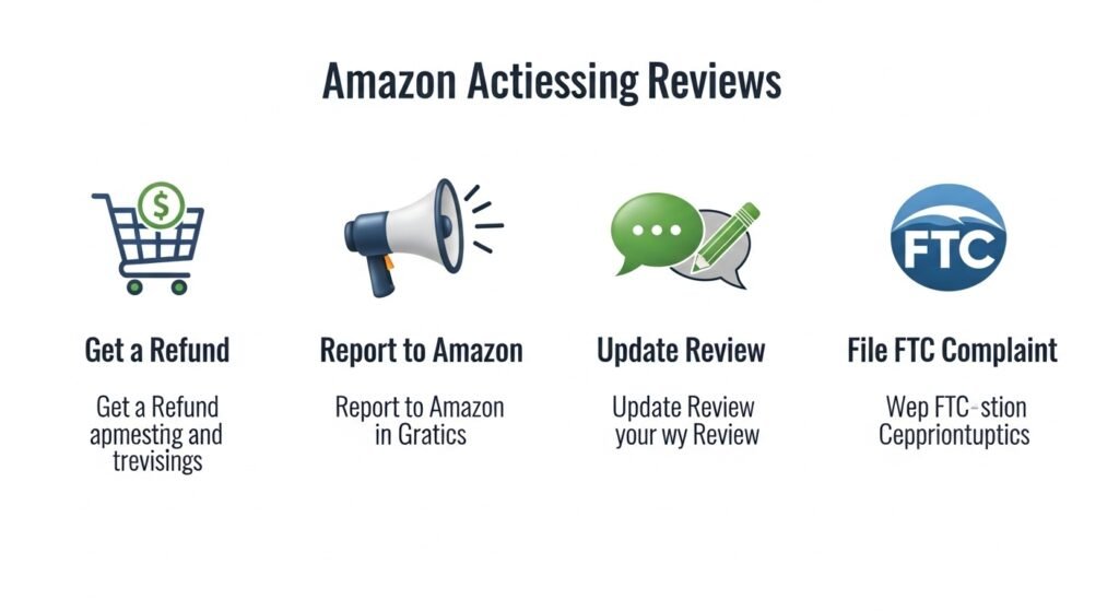 Side-by-side visual comparison of four types of Amazon review fraud: mismatched, fake paid, AI-generated, and incentivized reviews