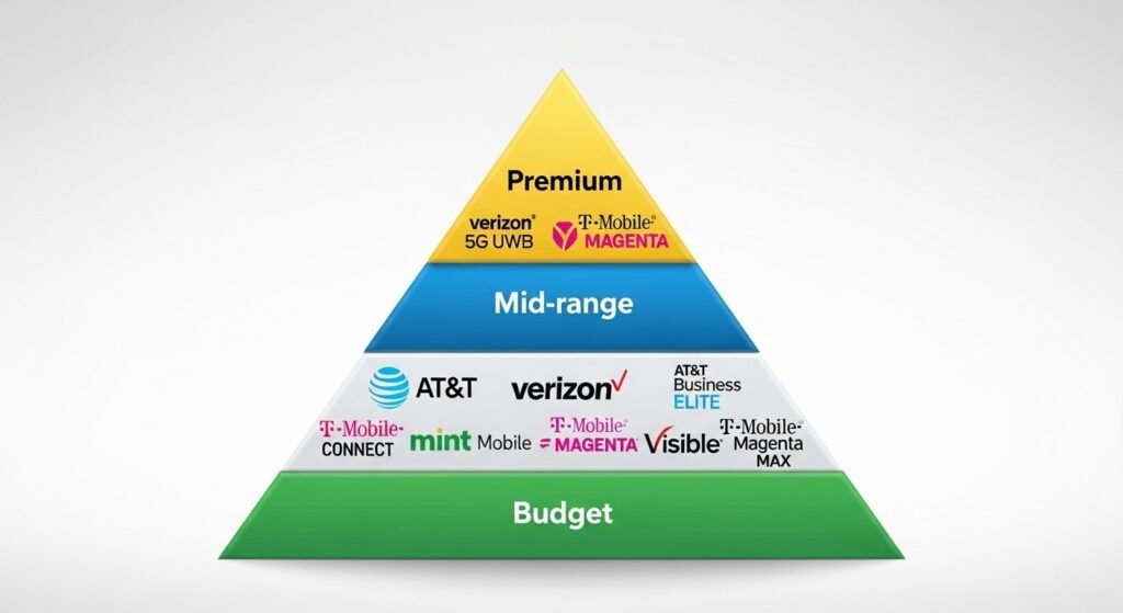 Cell phone plan pricing tiers from budget to premium 2026