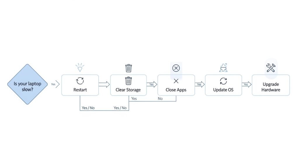 Laptop troubleshooting flowchart — step by step guide to fix a slow laptop