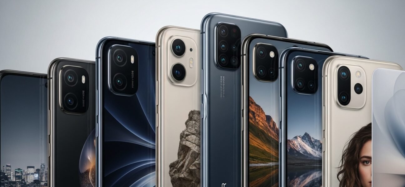 Modern smartphones showcasing advanced camera systems for 2026 comparison