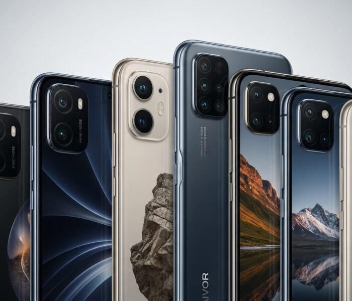 Modern smartphones showcasing advanced camera systems for 2026 comparison