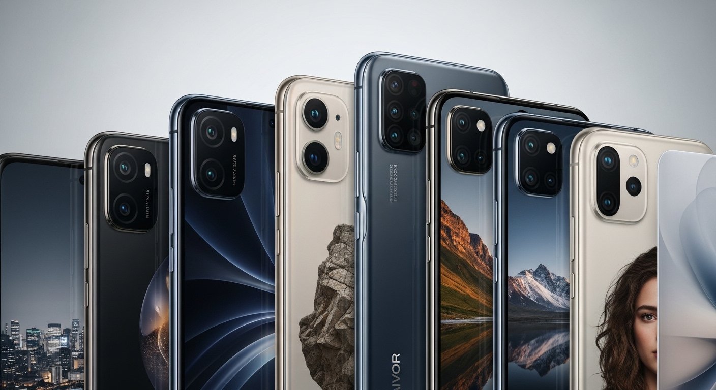 Modern smartphones showcasing advanced camera systems for 2026 comparison
