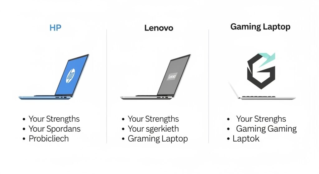 HP vs Lenovo vs gaming laptop brand comparison chart for beginners
