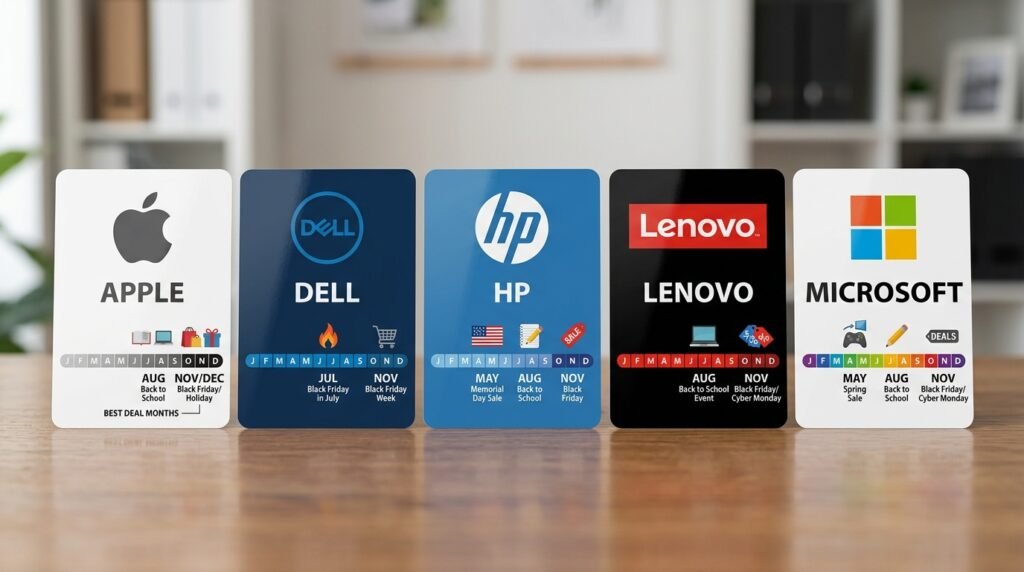 Best time to buy Apple MacBook Dell HP Lenovo Microsoft Surface computers by brand 2026