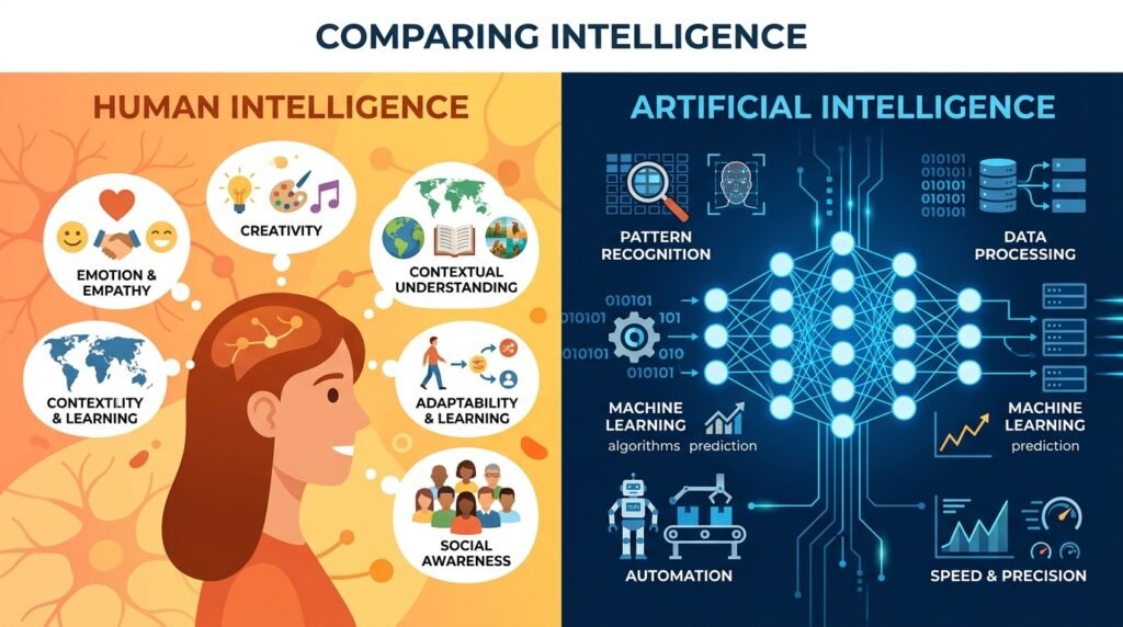 human artificial intelligence comparison diagram