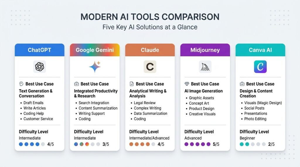 best AI tools for beginners 2026 comparison