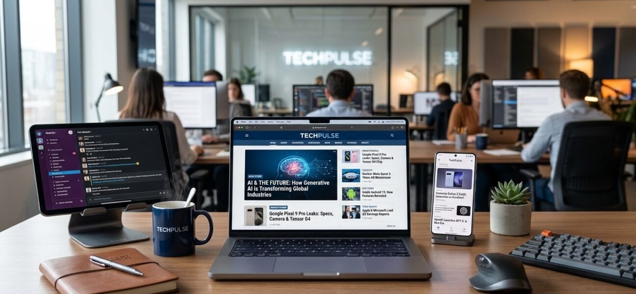 technology news updates on laptop tablet and smartphone screens