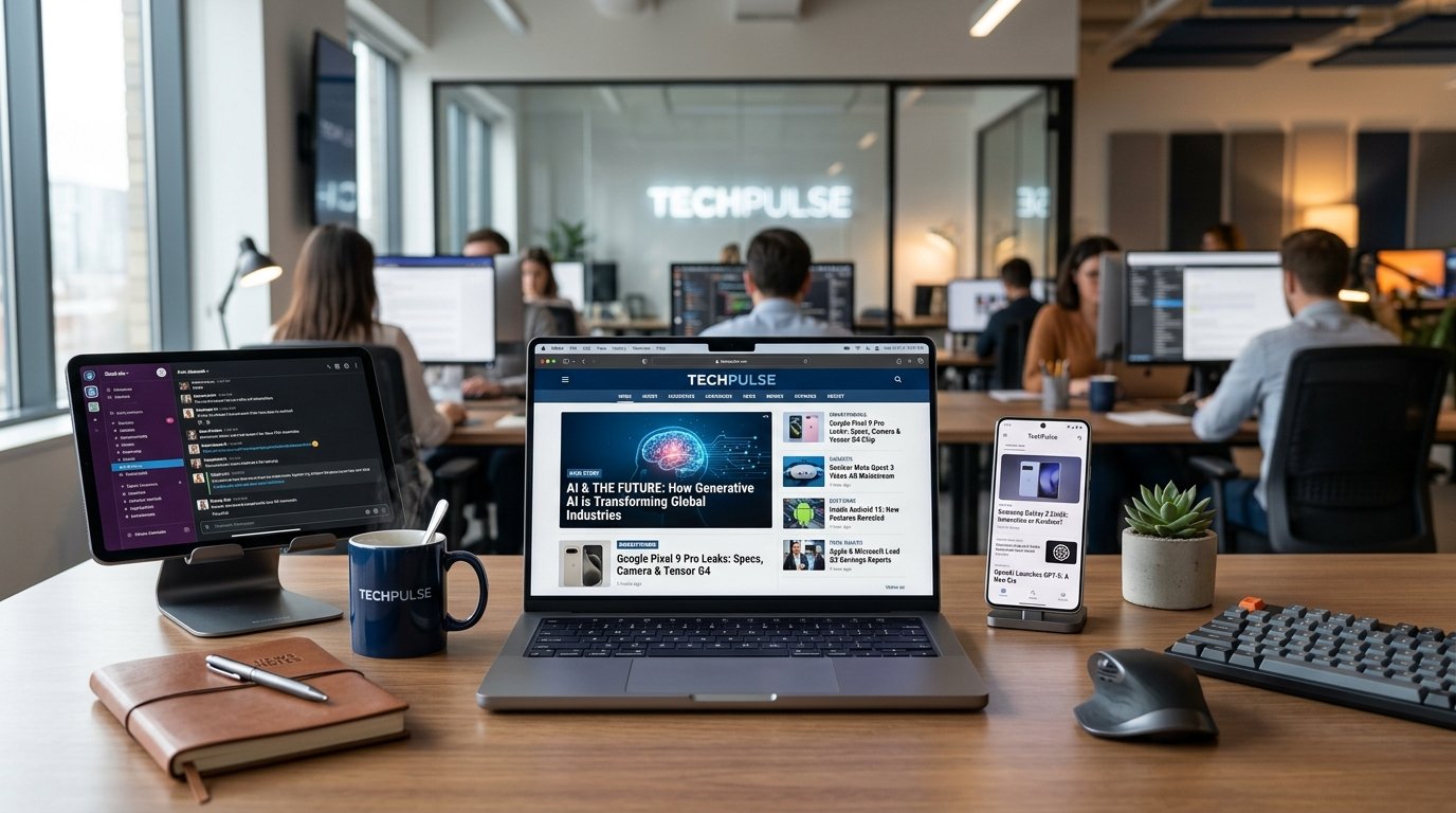 technology news updates on laptop tablet and smartphone screens